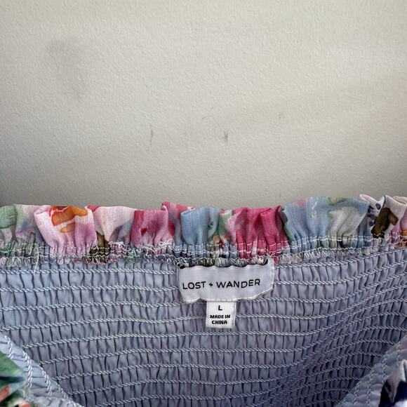 Lost + Wander Floral Smocked Boho Skirt And Blouse Set Outfit M/L 12-3014 - Picture 3 of 5